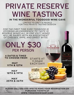 May 19th Reserve Wine Tasting